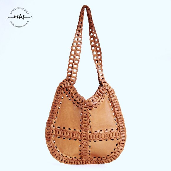 J. Crew Loop Chain Leather Shoulder Bag Tan - Picture 2 of 9